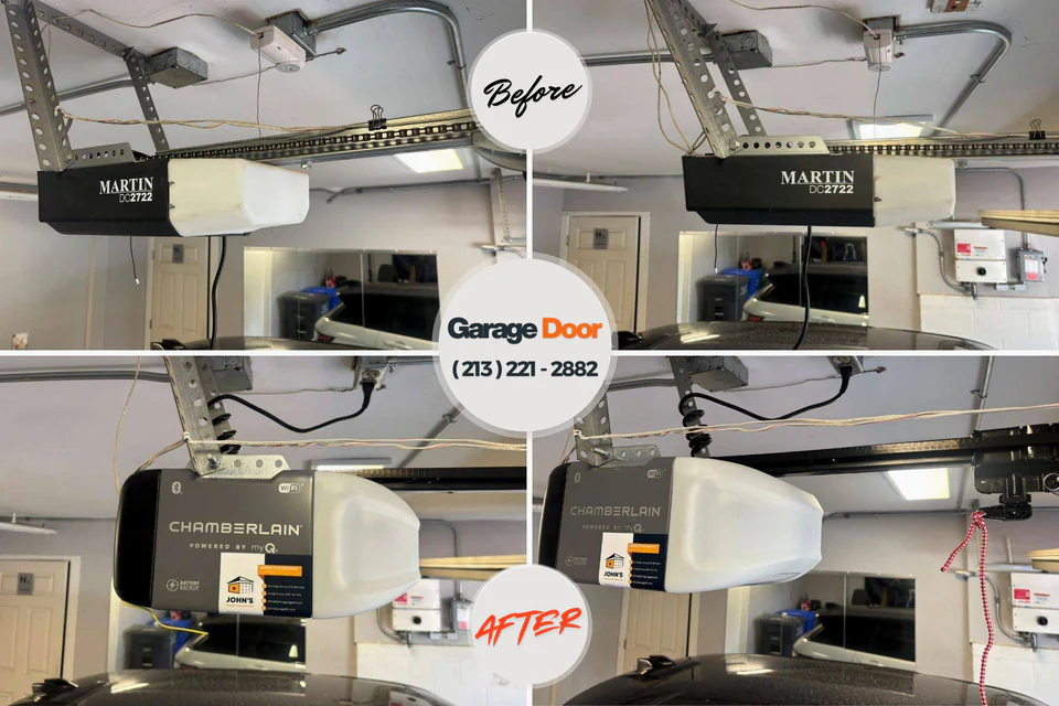 Before and after: garage door repair Newcastle, OK